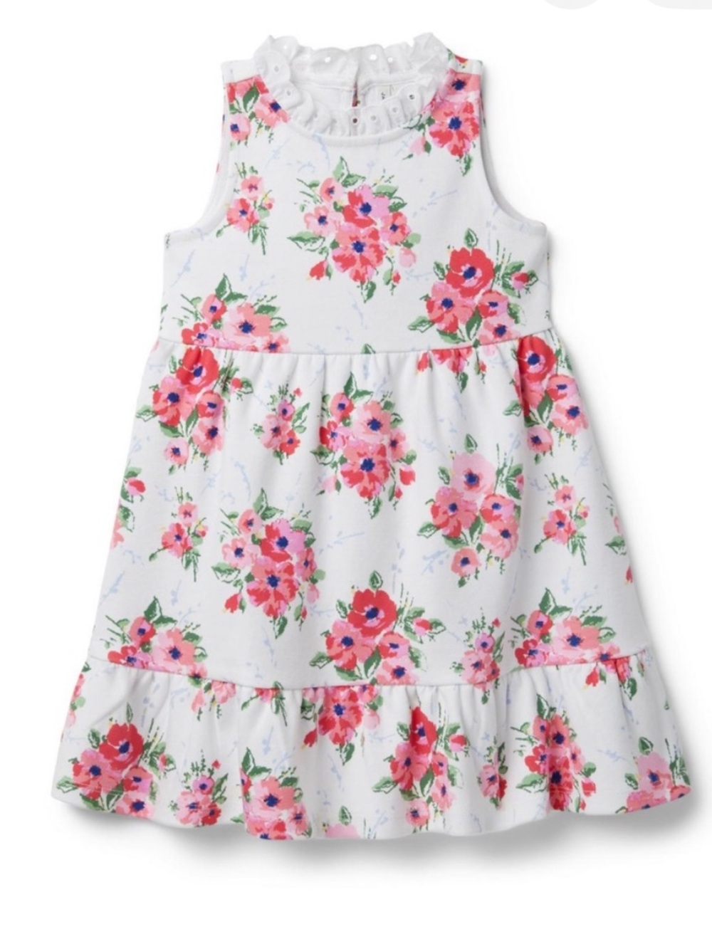 Janie and Jack White Dress with Pink Floral Print